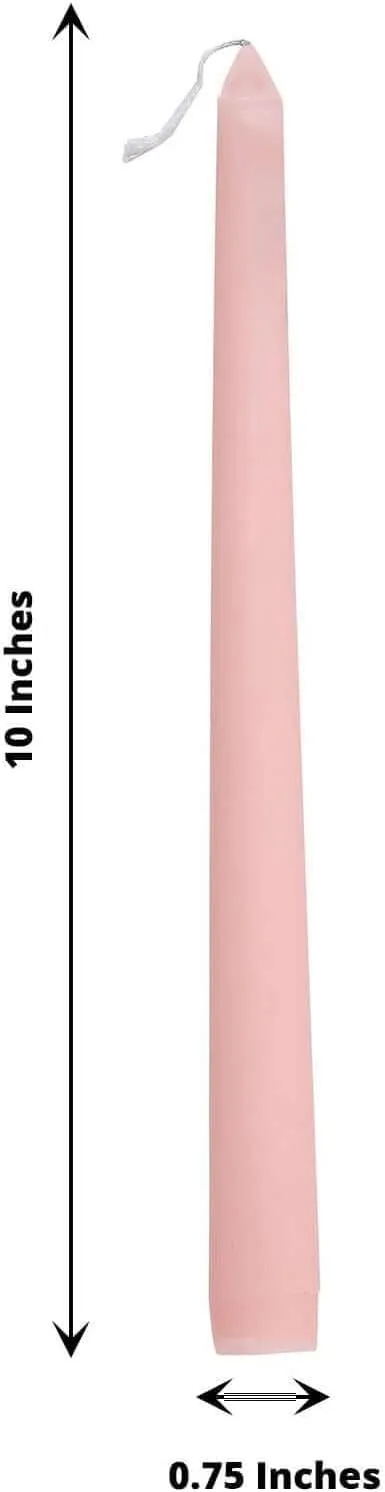 Efavormart 12 Pack | Metallic Blush Rose Gold 10" Premium Wax Taper Candles, Unscented Candles