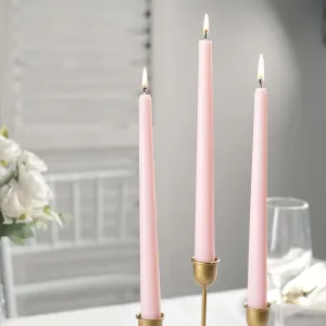 Efavormart 12 Pack | Metallic Blush Rose Gold 10" Premium Wax Taper Candles, Unscented Candles