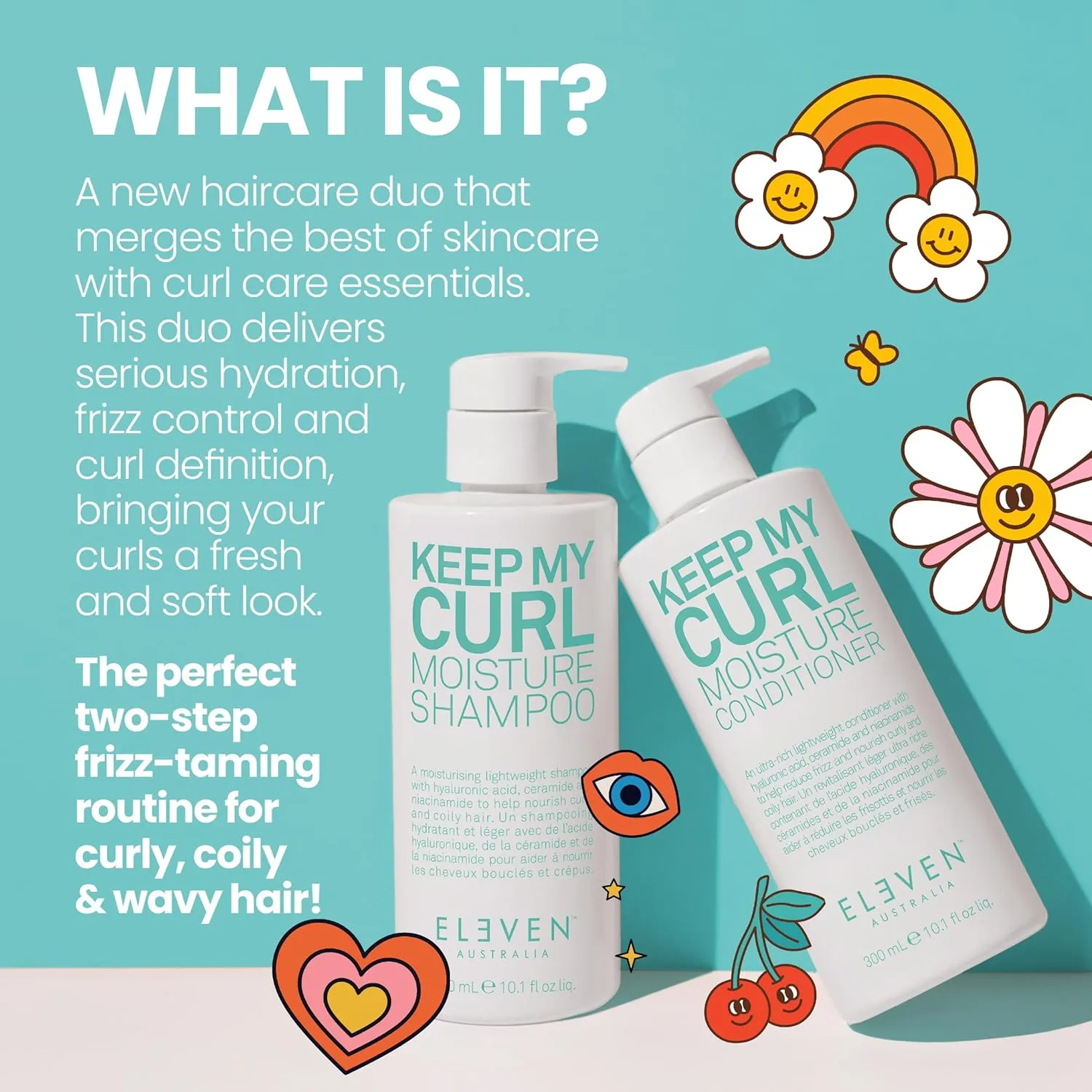 ELEVEN AUSTRALIA Keep My Curl Moisture Shampoo Hydrating, For Curly and Wavy Hair, Enhances Curl Definition, Reduces Frizz, and Adds Shine, Sulfate-Free, Gentle Cleansing Formula
