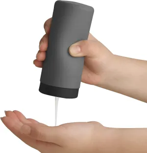 ElmRidge Dish Soap Silicone Dispenser for Kitchen Sink,Squeeze Washing Up Liquid and Hand Soap,Round refillable Silicone Bottles,Easy to Fill and to use, 8.5 oz,Black 2.4 x 2.4 x 5.5 inches (Gray)
