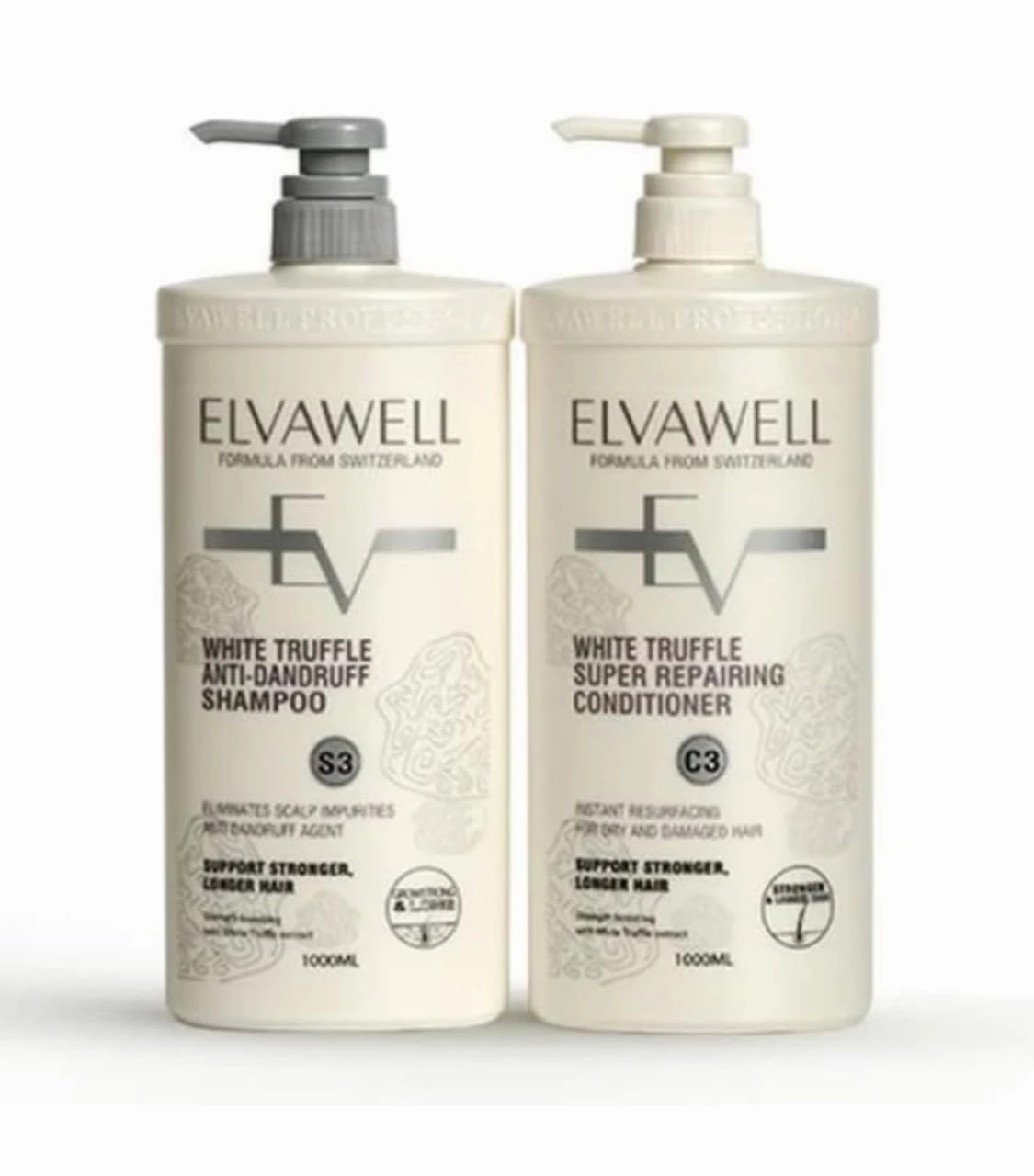 Elvawell White Truffle Anti-Dandruff Shampoo, 1000ml, Super Repairing Conditioner, 33.8 fl oz