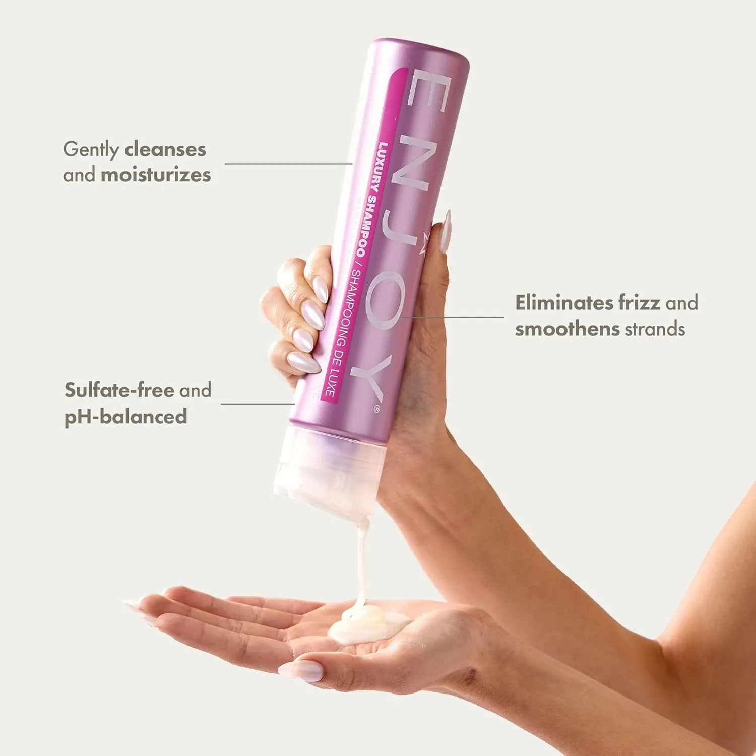 Enjoy Luxury Shampoo & Conditioner- Eliminates Frizz Cleansing Moisturizing Smoothing - Sulfate Free For Thick Coarse or Curly Hair (10.1 Fl Oz)