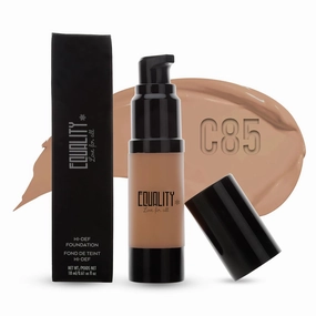 EQUALITY HI-DEF Foundation, Water resistant, Medium to Full coverage, Dewy finish non-matt, 12 hour wear Shine control, Cruelty Free, Paraben Free, 18ml/0.61 US Fl Oz - C85