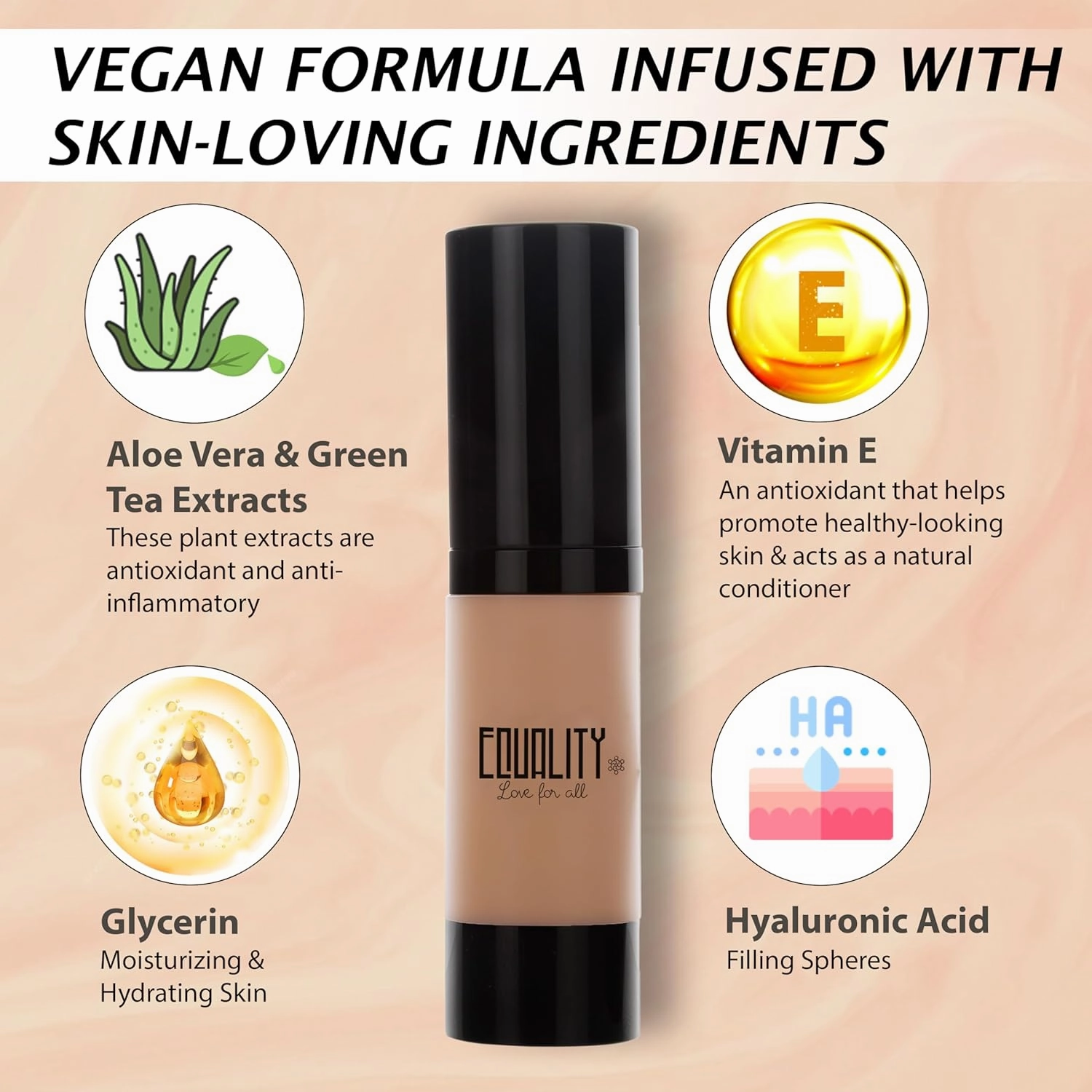 EQUALITY HI-DEF Foundation, Water resistant, Medium to Full coverage, Dewy finish non-matt, 12 hour wear Shine control, Cruelty Free, Paraben Free, 18ml/0.61 US Fl Oz - C8