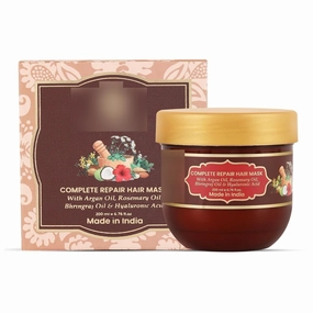 ESSENTIALS Complete Repair Hair Mask | with Rosemary Oil, Argan Oil, Hyaluronic Acid & Bhringraj | Get Soft/Bouncy/Shiny hair | 100% Pure & Natural | 200 m