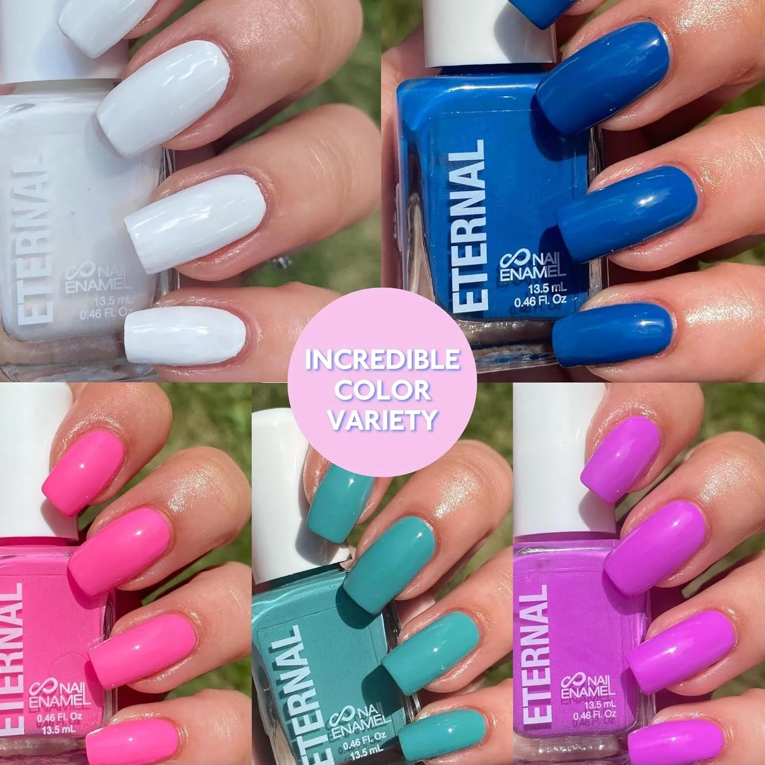 Eternal Nail Polish Set 5 Piece Kit: Long Lasting, Quick Dry and Cruelty Free. Made in USA - 0.46 Fluid Ounces Each (Tie Dye)