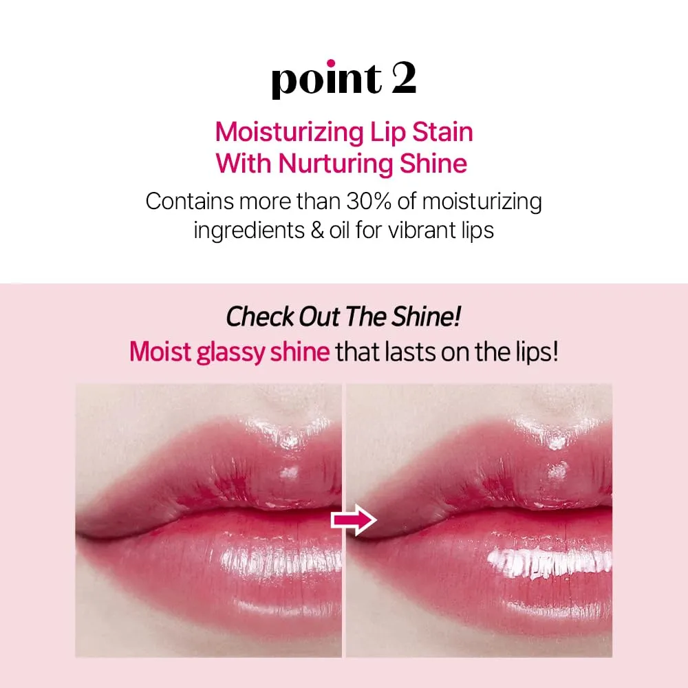 ETUDE Glow Fixing Tint #6 Peach Blended | Non-Sticky Glossy Shine Lip Stain | Fills up with Comfortable Moisture | Tints for Dry Lips