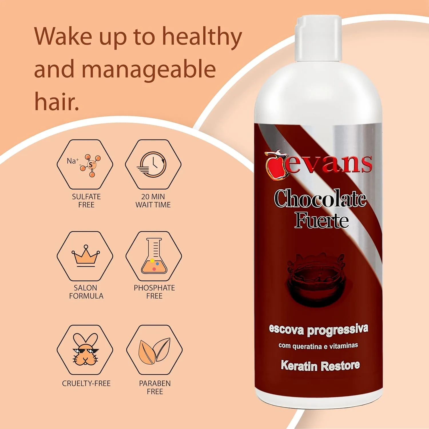 evans Brazilian Keratin Hair Smoothing Treatment Blowout Straightening System (32 fl oz)