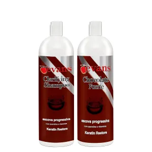 evans COMBO PACK Brazilian Keratin Hair Smoothing Blowout Straightening System   Clarifying Shampoo (16 oz Treatment   16 oz Shampoo)