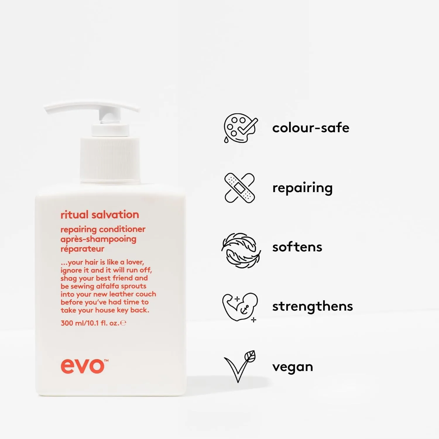 EVO Ritual Salvation Repairing Hair Conditioner - Treats Damaged & Brittle Hair, Helps Reduce Breakage & Protects Color, 300ml / 10.1 Fl Oz