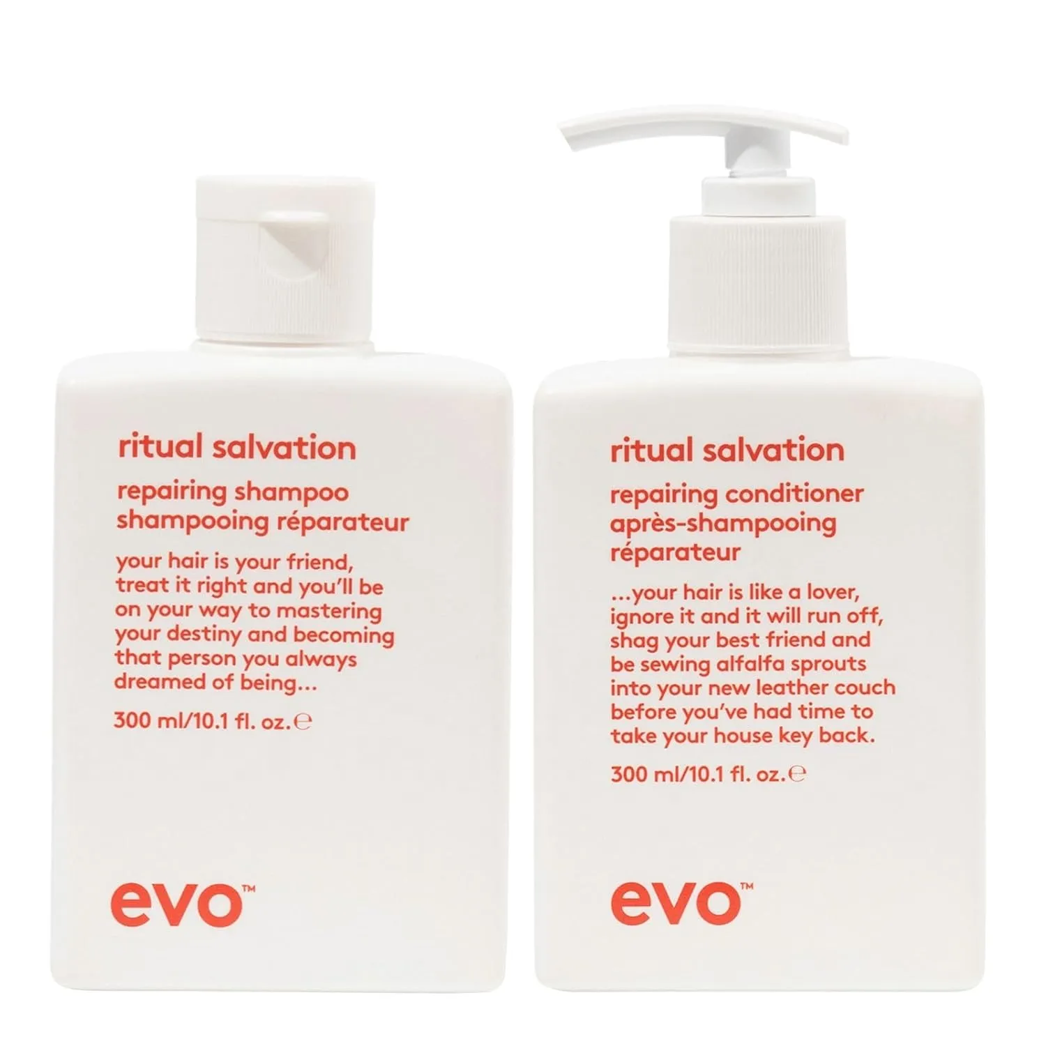 EVO Ritual Salvation Repairing Hair Shampoo & Conditioner - Gently Cleanses, Treats Damaged & Brittle Hair - 300ml / 10.1fl.oz