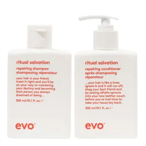 EVO Ritual Salvation Repairing Hair Shampoo & Conditioner - Gently Cleanses, Treats Damaged & Brittle Hair - 300ml / 10.1fl.oz