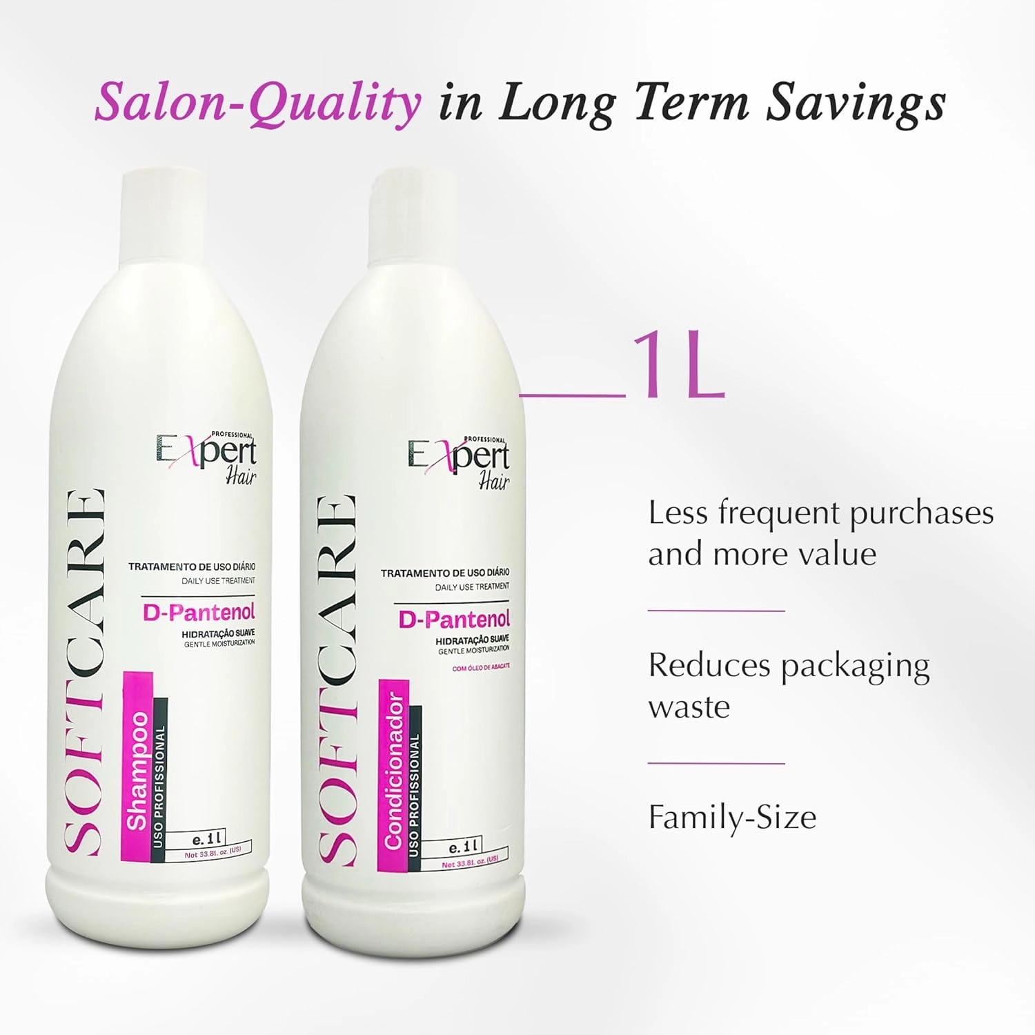 Expert Hair Soft Care Biotin Shampoo and Conditioner - Daily Routine Shampoo For Scalp Health, CLINICALLY TESTED Proven Results Products For Women & Men, Natural Routine, Color Safe 2x 33.81 fl.oz