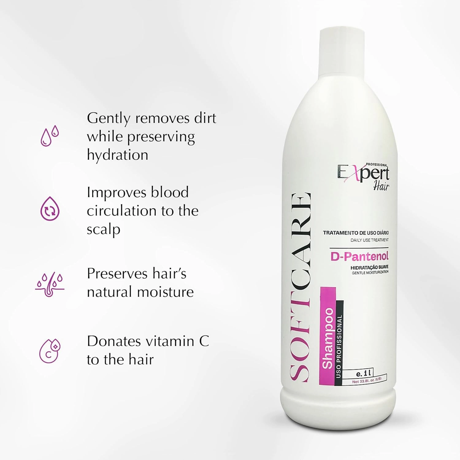 Expert Hair Soft Care Biotin Shampoo and Conditioner - Daily Routine Shampoo For Scalp Health, CLINICALLY TESTED Proven Results Products For Women & Men, Natural Routine, Color Safe 2x 33.81 fl.oz