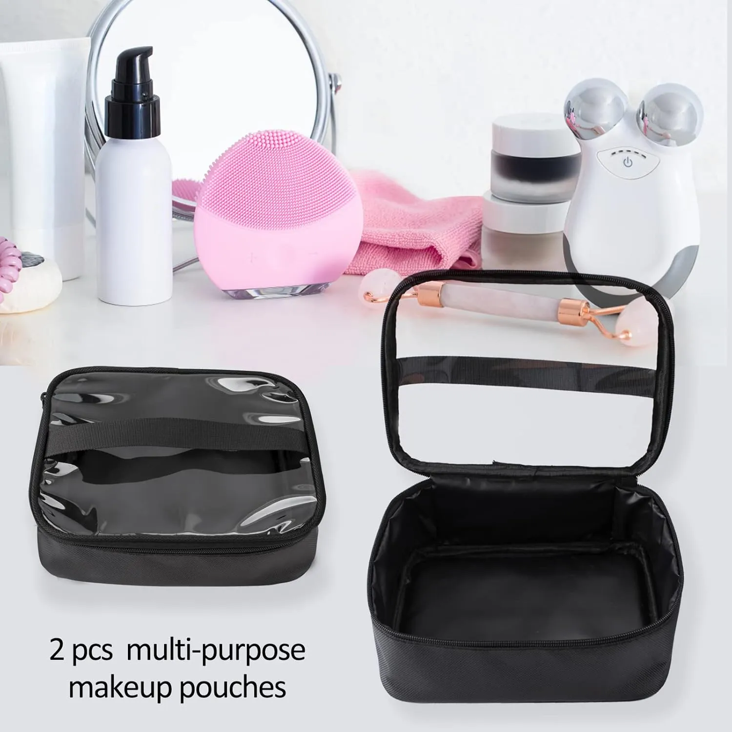 Extra Large Makeup Case, Professional Makeup Artist Traveling Bag, Double Layer XL Makeup Travel Case Organizer for Artist Nail Technician Hairstylist Crafters with 2 Detachable Pouch & Shoulder Strap