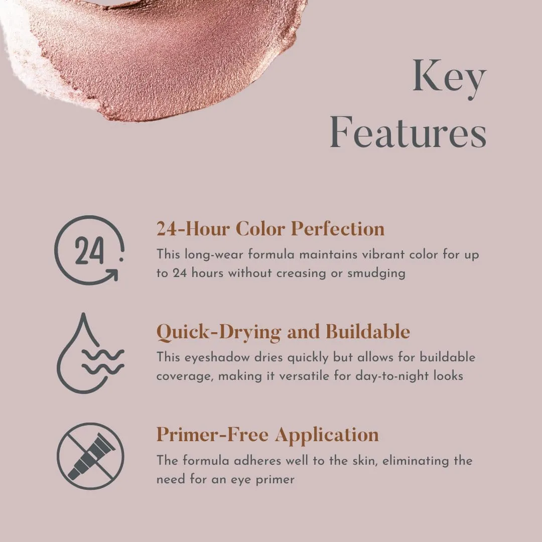 Eye Jewels 24-Hour Eye Shadow Vegan, Cruelty-Free Long-Lasting Cream Eyeshadow, Radiant Finish Eye Makeup for All Skin Tones, Easy-to-Blend, Smudge-Proof, Rose Gold .15 fl oz