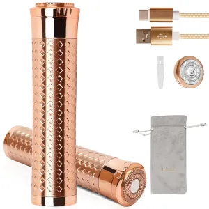 Facial Hair Removal for Women, Rechargeable Hair Removal Device, Painless Face Electric Razor/Shaver for Lip, Arms, Face, Peach Fuzz (Gold)