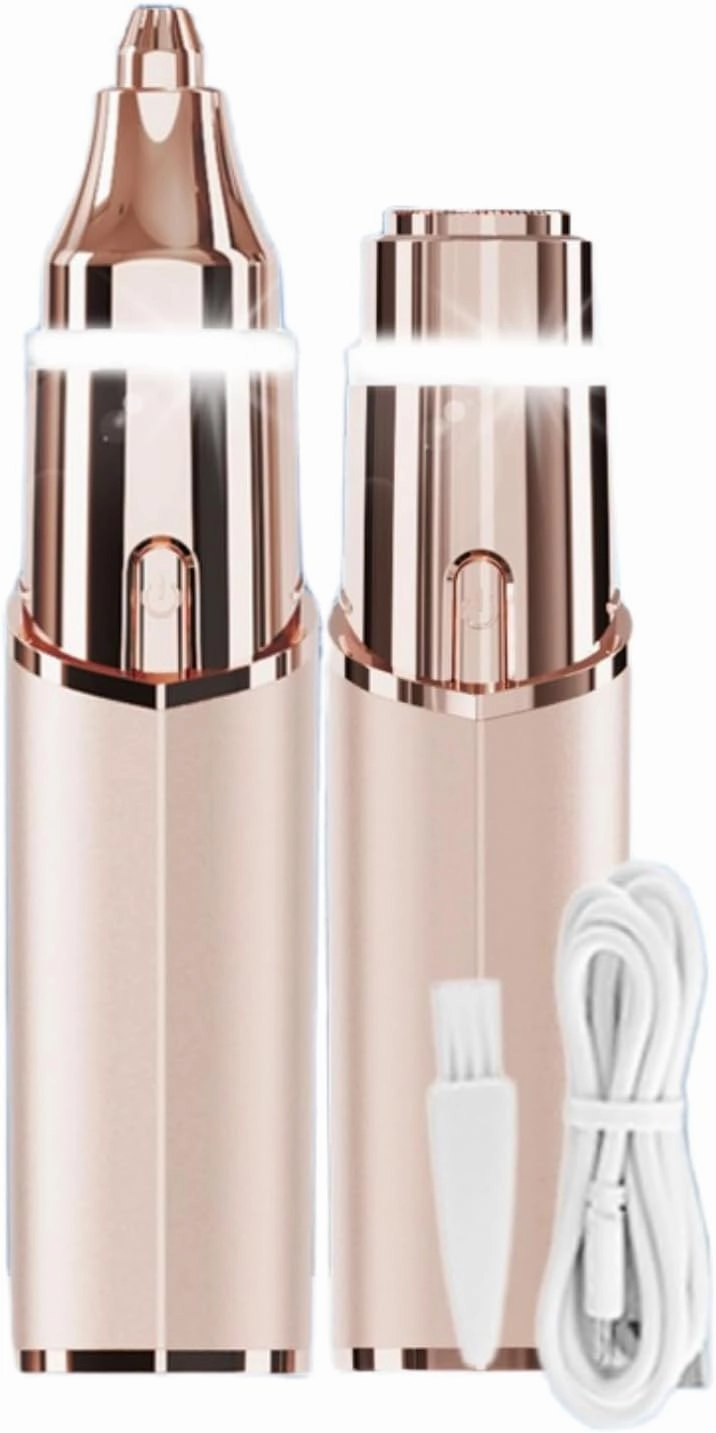 Facial Hair Removal for Women, Painless Womens Facial Hair Remover, Lipstick-Sized, USB Rechargeable, Facial Hair Remover for Upper Lip,Chin,Peach Fuzz,Mustache (Charging Version,Rose Gold)