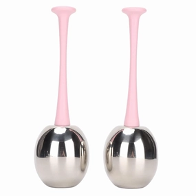 Facial Ice Globes Stainless Steel Ice Globes Reduce Puffiness Eliminate Fine Lines for Facial Skin Care (Pink Handle)