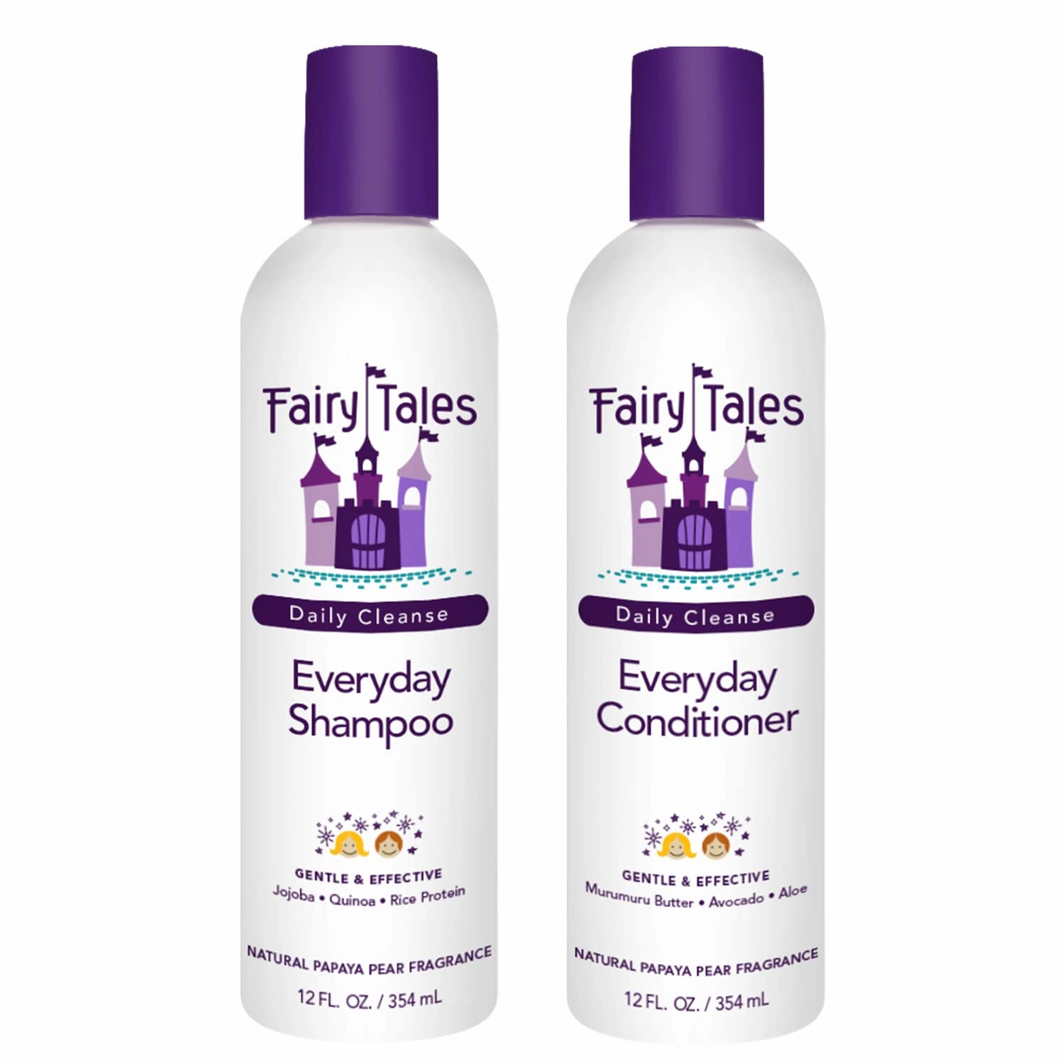 Fairy Tales Daily Cleanse Everyday Kids Shampoo   Conditioner set - Gentle Natural Defining, Tangle Free, Moisturizing and Hydrating Formula, Paraben Free - 12 oz Shampoo and 12 oz Conditioner