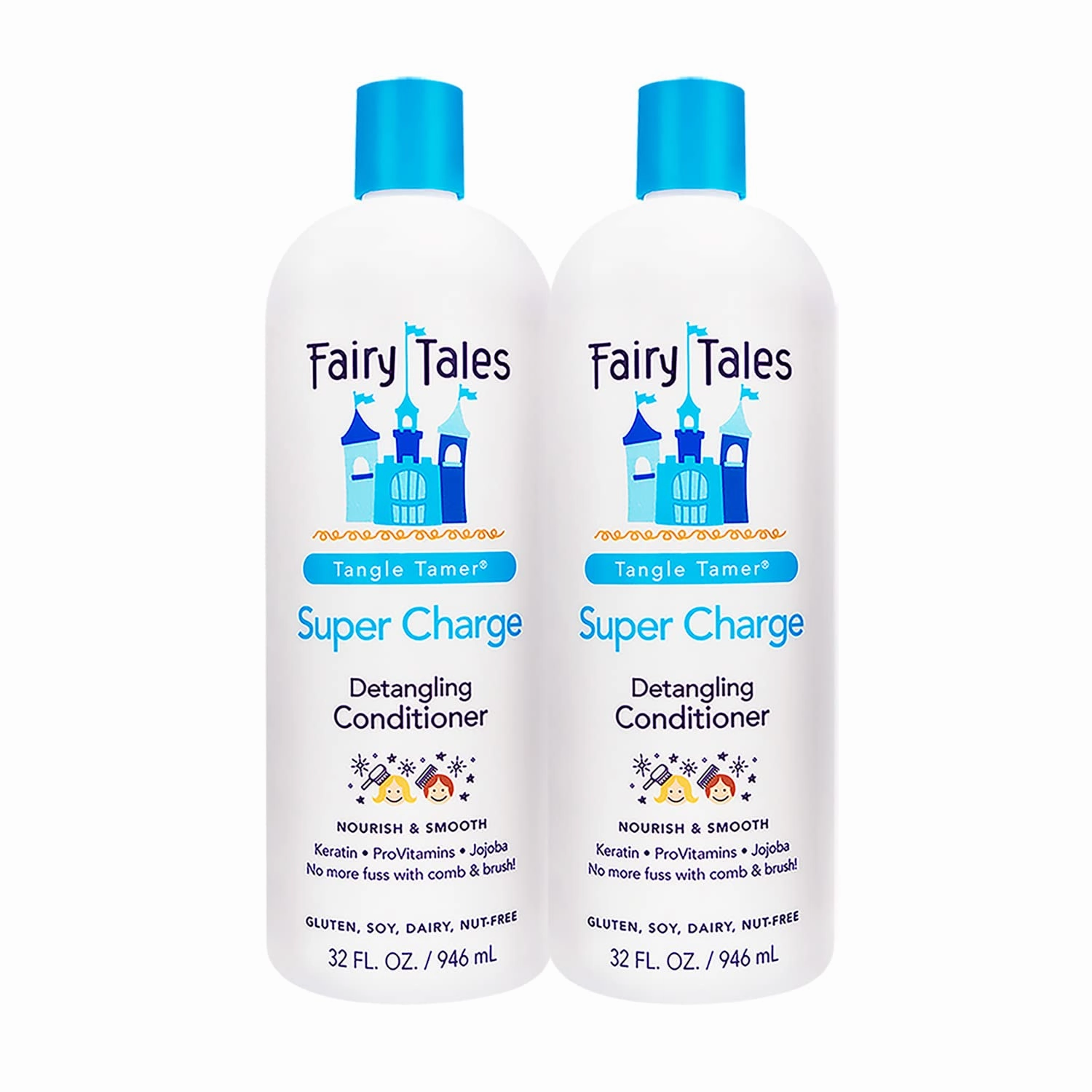 Fairy Tales Tangle Tamer Super Charge - Detangling Conditioner for Kids - Paraben Free, Sulfate Free, Gluten Free, Nut Free- 32 oz (2 Pack)