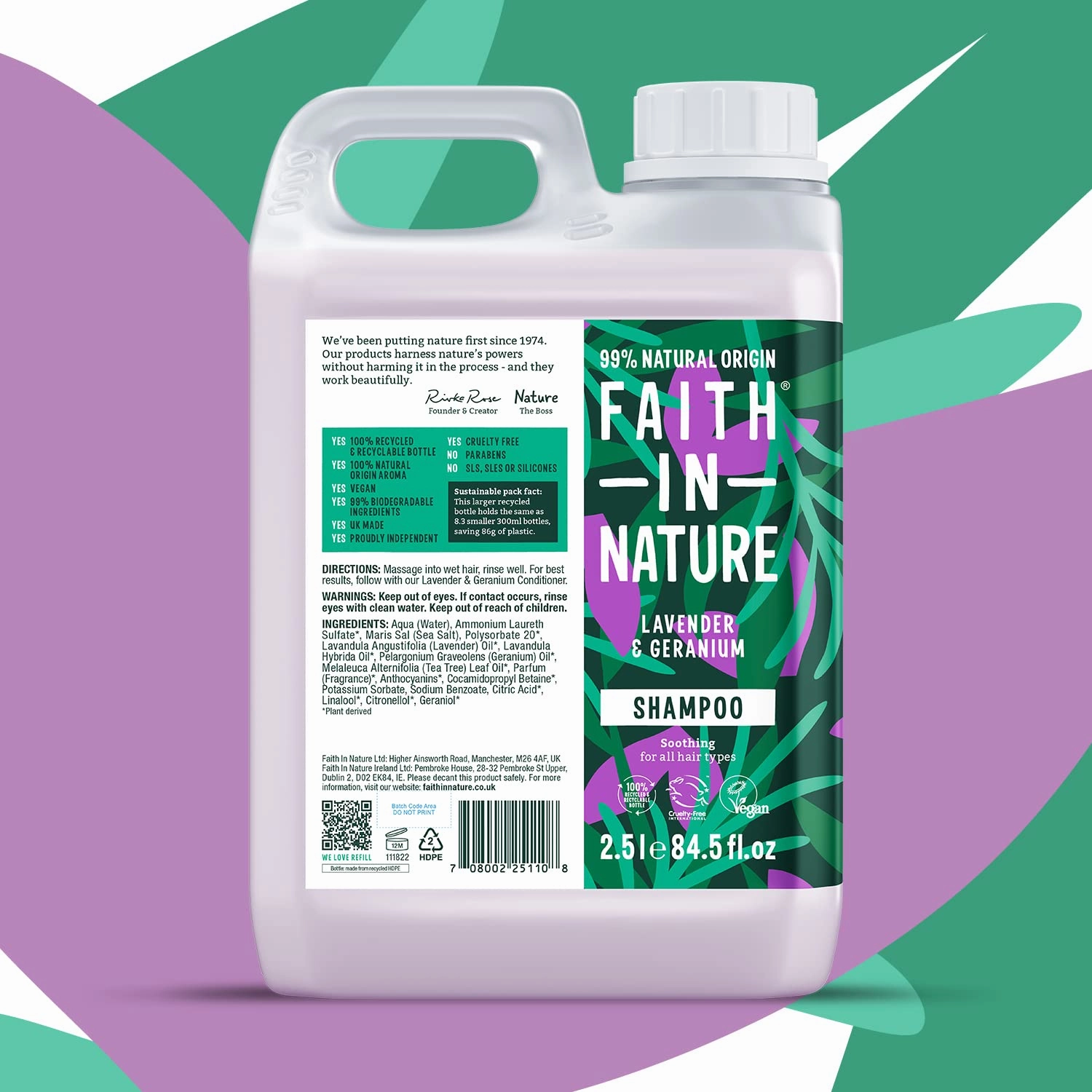 FAITH IN NATURE Natural Shampoo - Vegan & Cruelty Free, No SLS or Parabens - 84.5 fl oz, Lavender & Geranium