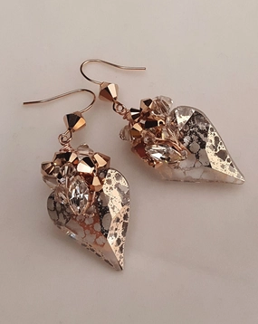 Fashion earrings - Rose gold heart crystal - Wild Rose by Kezani