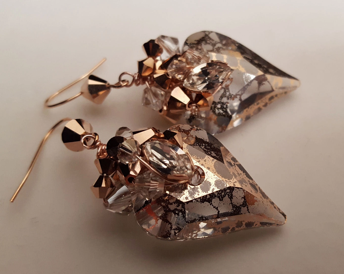 Fashion earrings - Rose gold heart crystal - Wild Rose by Kezani
