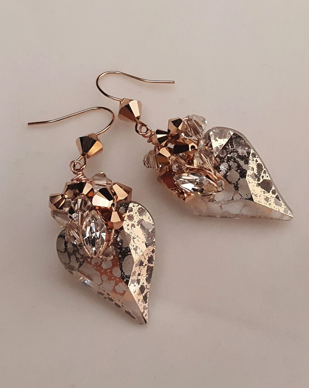 Fashion earrings - Rose gold heart crystal - Wild Rose by Kezani
