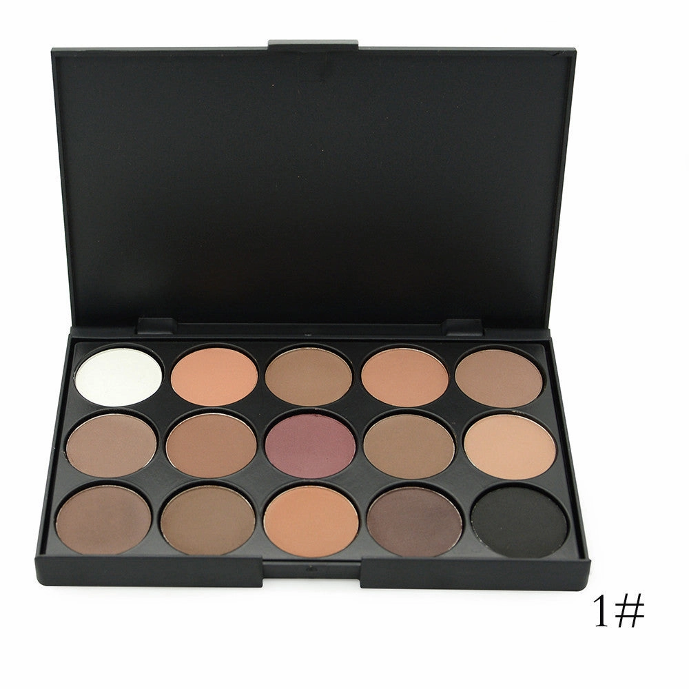 Fashion Eye Makeup 15 Color Matte Shimmer Pigment Nude Eyeshadow Palette Cosmetic Make up Set EARTH Tone Eye Shadow #E15#
