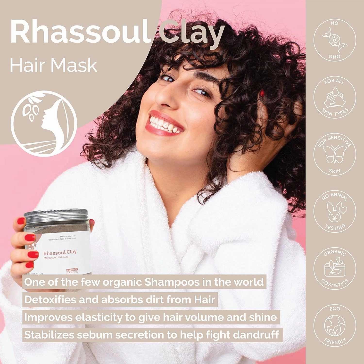 Fatima's Garden Rhassoul Clay with Argan & Eucalyptus - Detox & Soften, 250g
