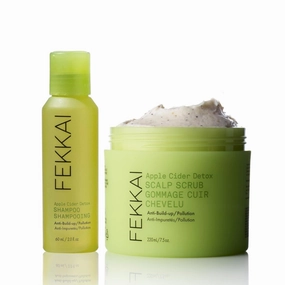 FEKKAI Apple Cider Detox Hair Recovery Duo - Includes Shampoo (2 oz)   Clarifying Scrub (7.5 oz) - Free of Sulfates, Parabens, Phthalates - Vegan, Cruelty-Free