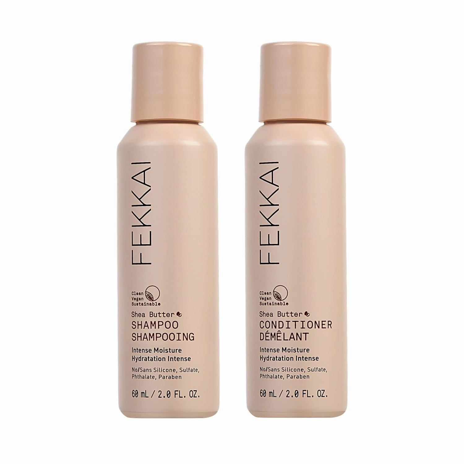 FEKKAI Shea Butter Shampoo (2 oz)   Conditioner (2 oz) - Improves Moisture, Softness & Shine - Reduces Frizz by 61% Up to 12H - Free of Sulfates, Parabens, Phthalates - Vegan, Cruelty-Free
