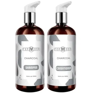 Fermosa Charcoal Shampoo and Conditioner Bundle - Charcoal Detox, For Dry & Itchy Scalp, Anti Dandruff, Cleansing & Purifying, Buildup Removal, Sulfate Free, 16.9oz Each