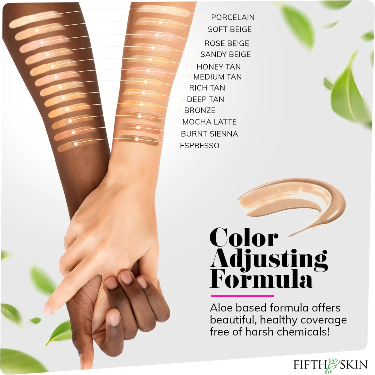 Fifth & Skin: Better’n Ur Skin Liquid Foundation (BURNT SIENNA) - Natural, Organic, Vegan, Cruelty-Free - Gluten-Free Beauty with Buildable Coverage and Palm-Free Luxury - 1 oz