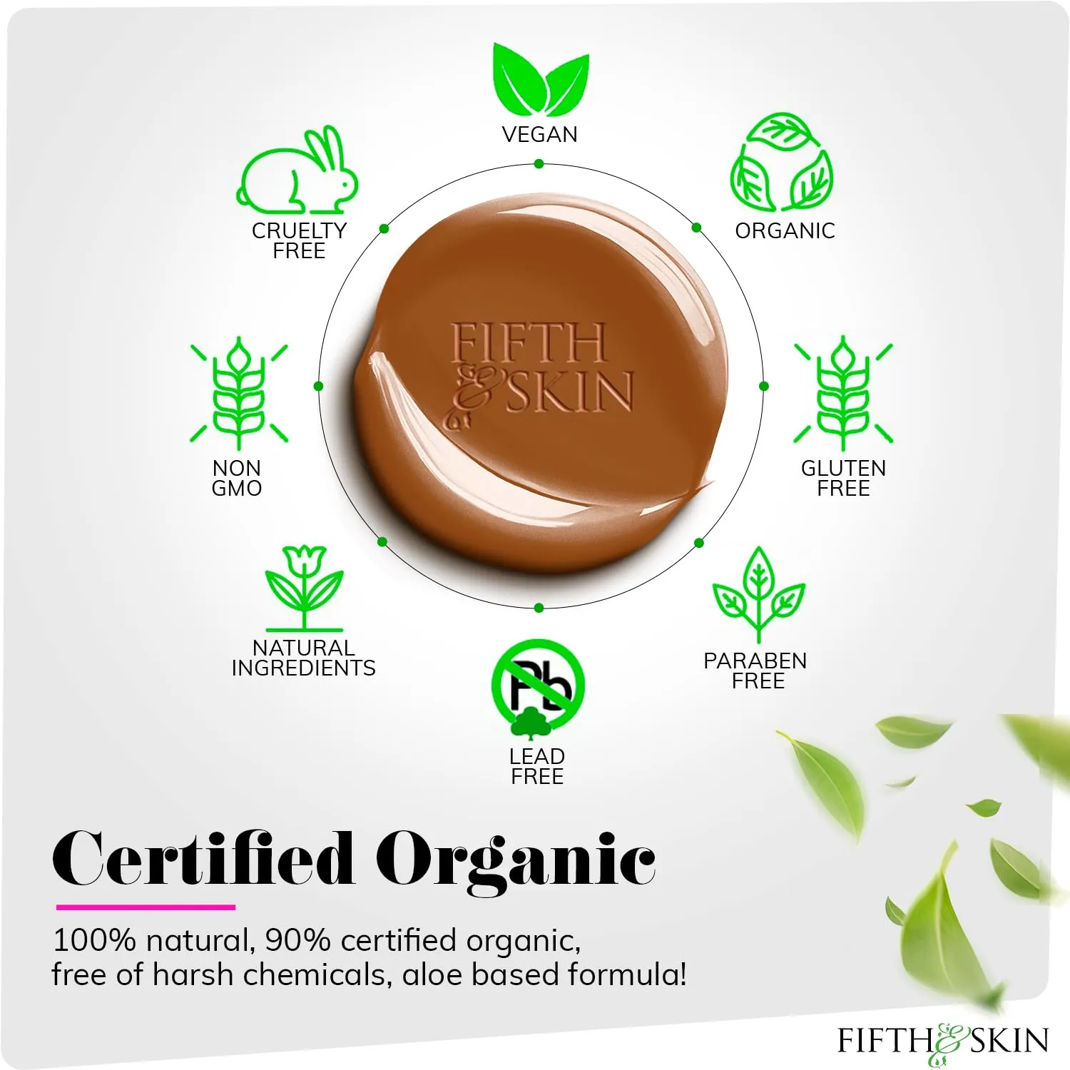 Fifth & Skin: Better’n Ur Skin Liquid Foundation (BURNT SIENNA) - Natural, Organic, Vegan, Cruelty-Free - Gluten-Free Beauty with Buildable Coverage and Palm-Free Luxury - 1 oz