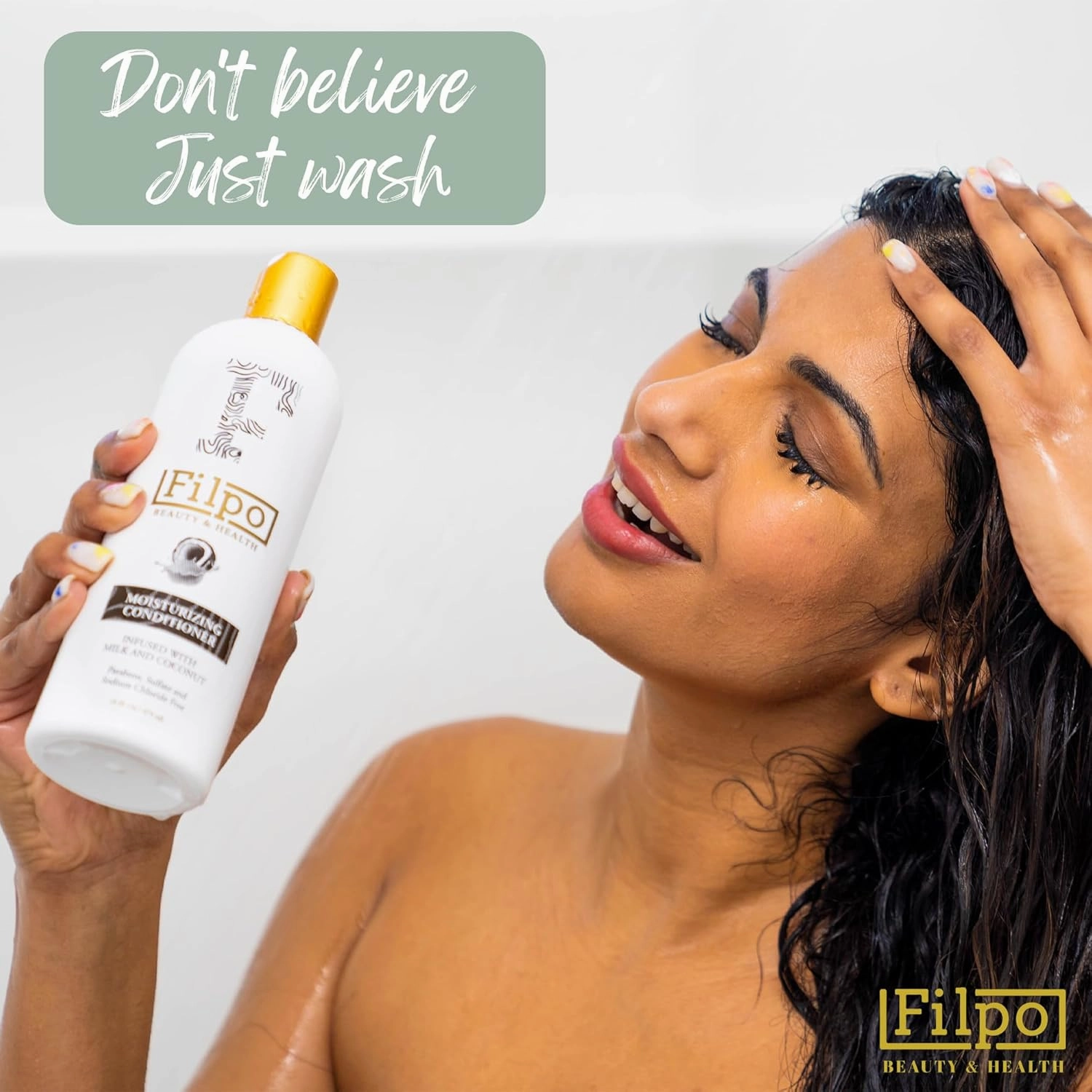 FILPO Coconut Milk Conditioner with Argan Oil - Sulfate-Free, Coconut-Infused Formula for Curly and Damaged Hair