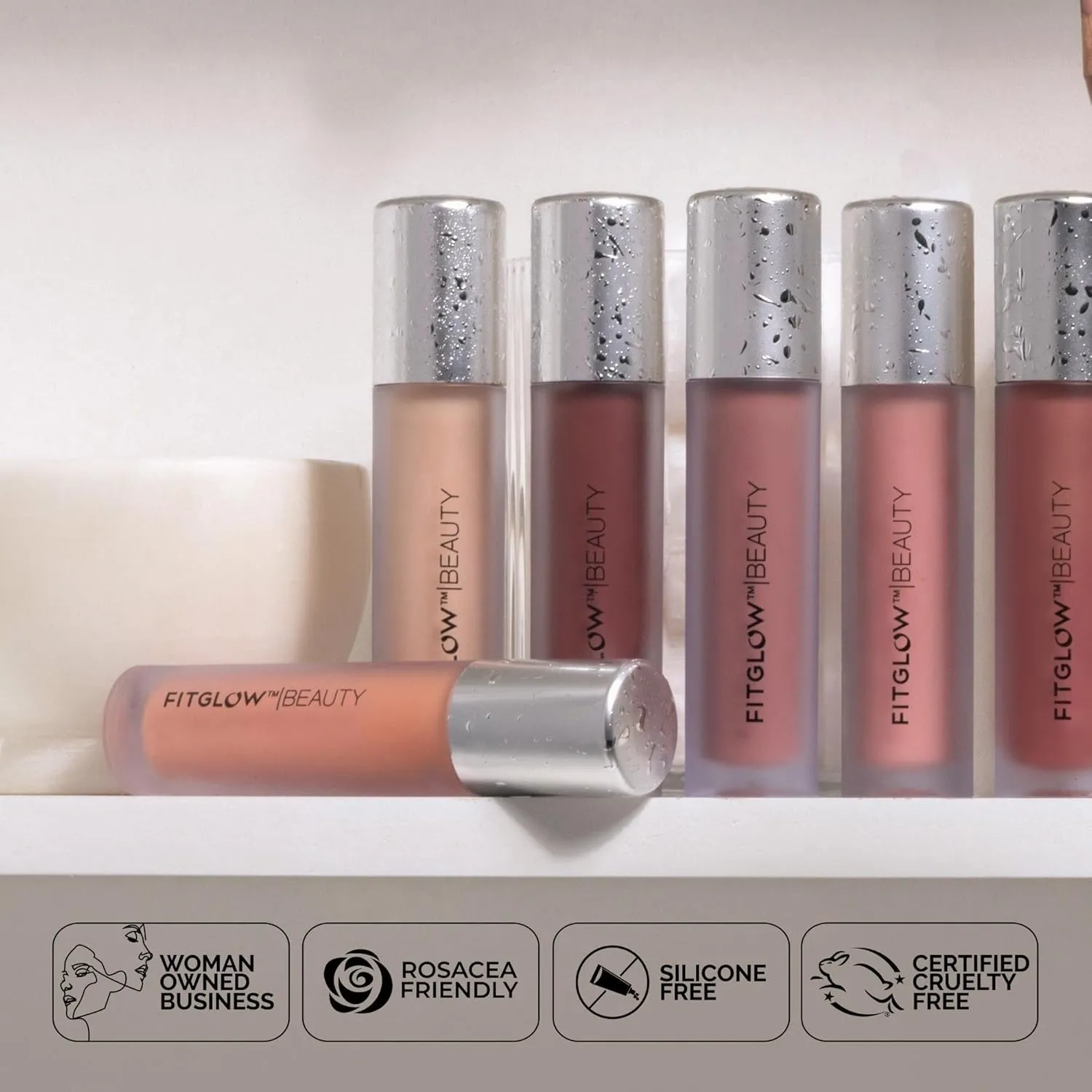 FITGLOW Beauty Lip Colour Serum | Hydrating Lip Gloss | Plumping Anti-Aging Lip Treatment | Natural Shine with Pomegranate Sterols & Collagen | Buildable Color for Dry Chapped Lips | Kind - 10g