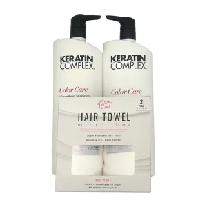 FIUL - Keratin Smoothing Shampoo & Conditioner Set Combo - Microfiber Hair Towel - Keratin to All Hair Types - Super Absorbent Towel
