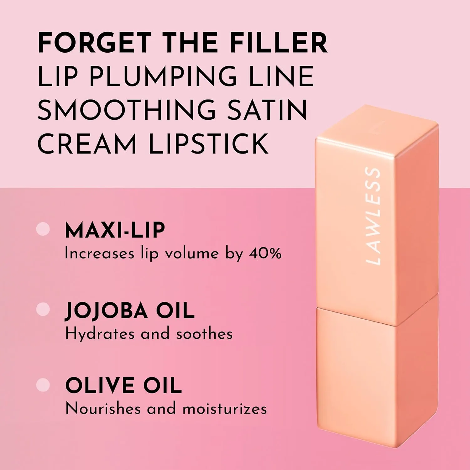 Forget the Filler Lip-Plumping Line-Smoothing Satin Cream Lipstick, Daisy Girl, Pink, 0.1 Ounce