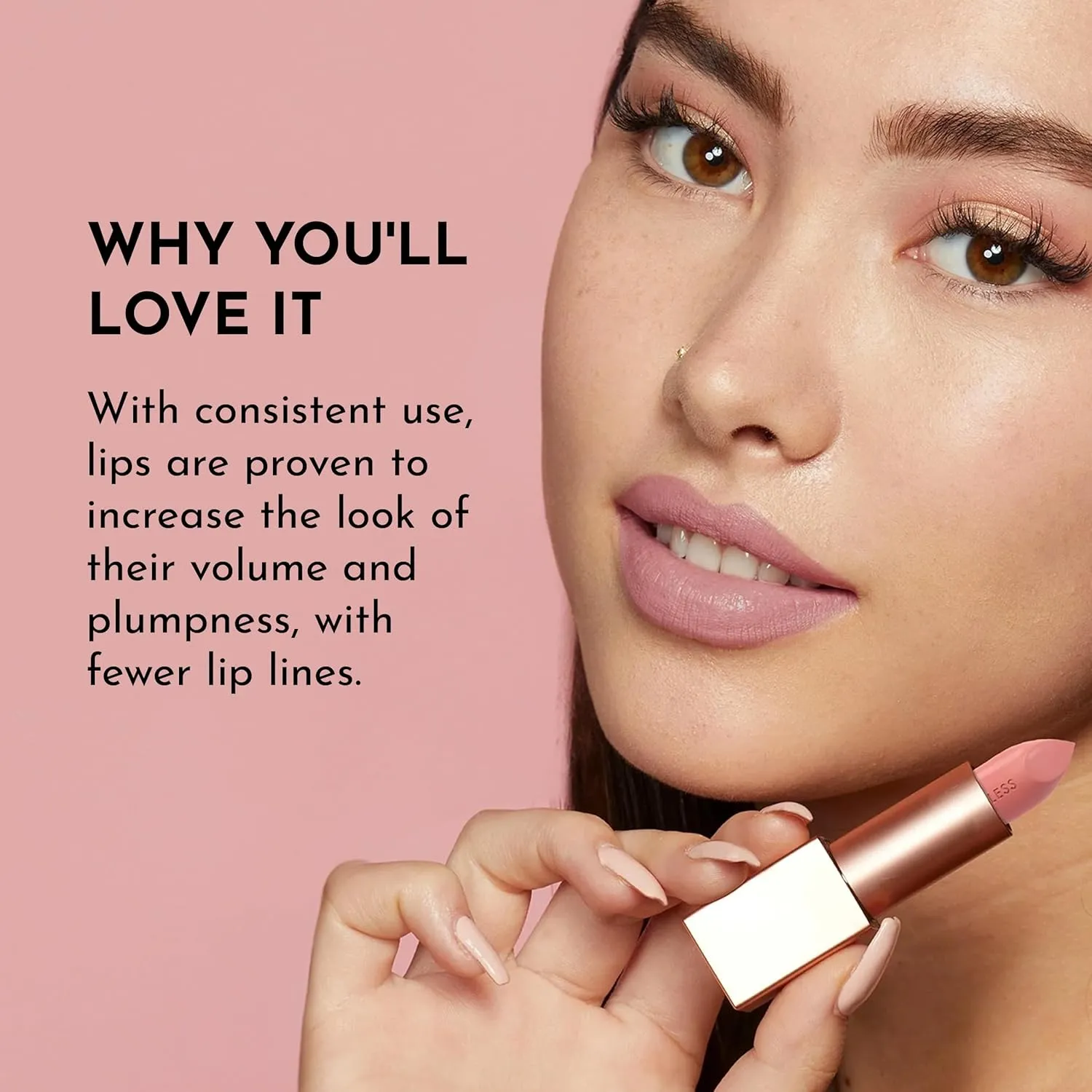 Forget the Filler Lip-Plumping Line-Smoothing Satin Cream Lipstick, Daisy Girl, Pink, 0.1 Ounce