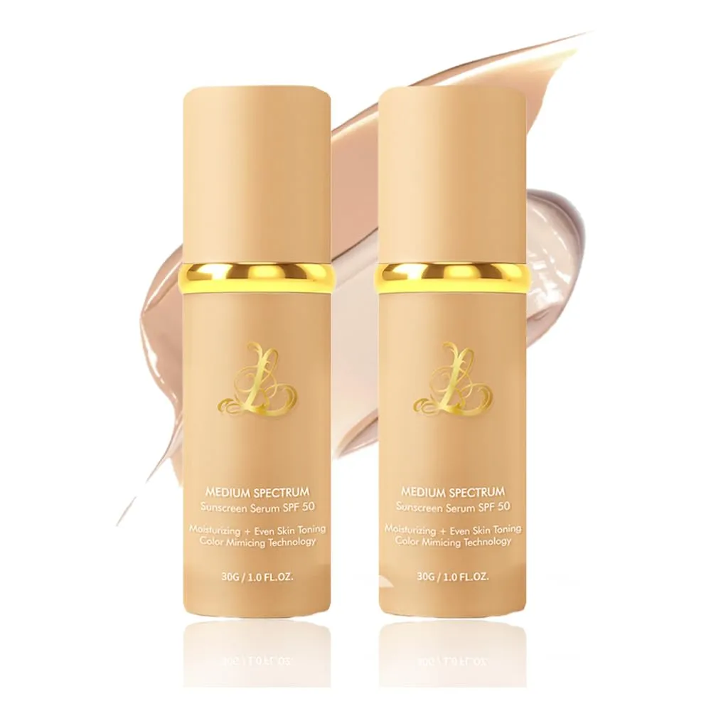 Foundation 4 in 1 - Color Changing Foundation, Medium Spectrum with SPF 50, Hypoallergenic Hydrating Liquid Foundation and Concealer, Long-lasting & Waterproof Natural Finish - 1.06 fl oz - 2 Pack