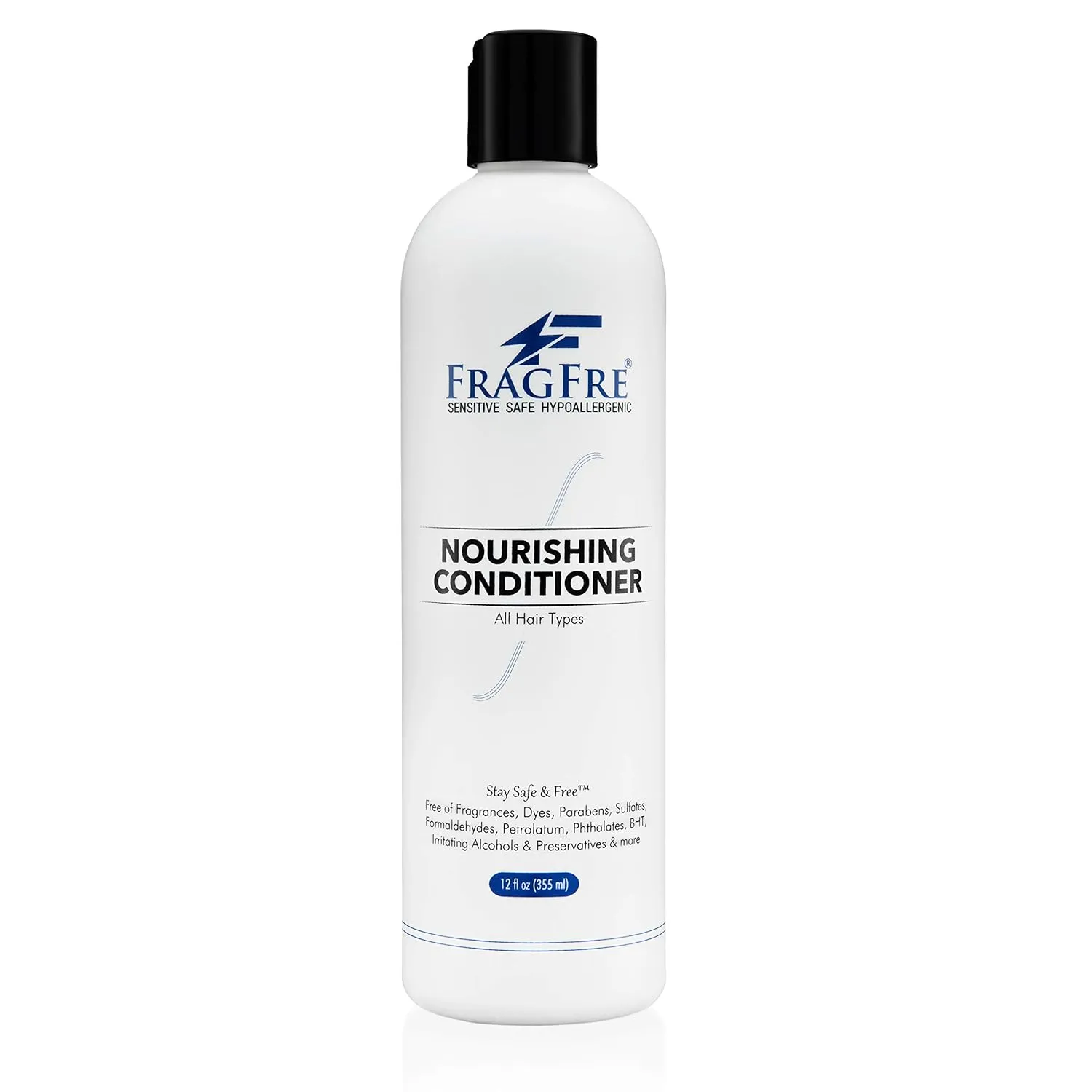 Fragrance Free Conditioner 12 oz - Parabens Free Hypoallergenic - Hair Conditioner for Sensitive Skin - Deep Conditioning for Normal Treated and Fragile Hairs - Vegan Gluten Free (1 Pack)