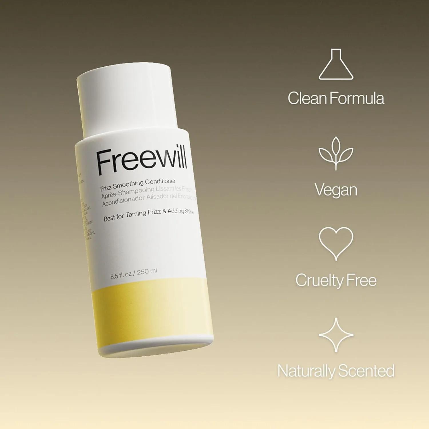 Freewill Frizz Smoothing Hair Conditioner, Helps with Frizz Control, Shine and Hydration, Tames Frizzy Hair and Flyaways, 8.5 oz