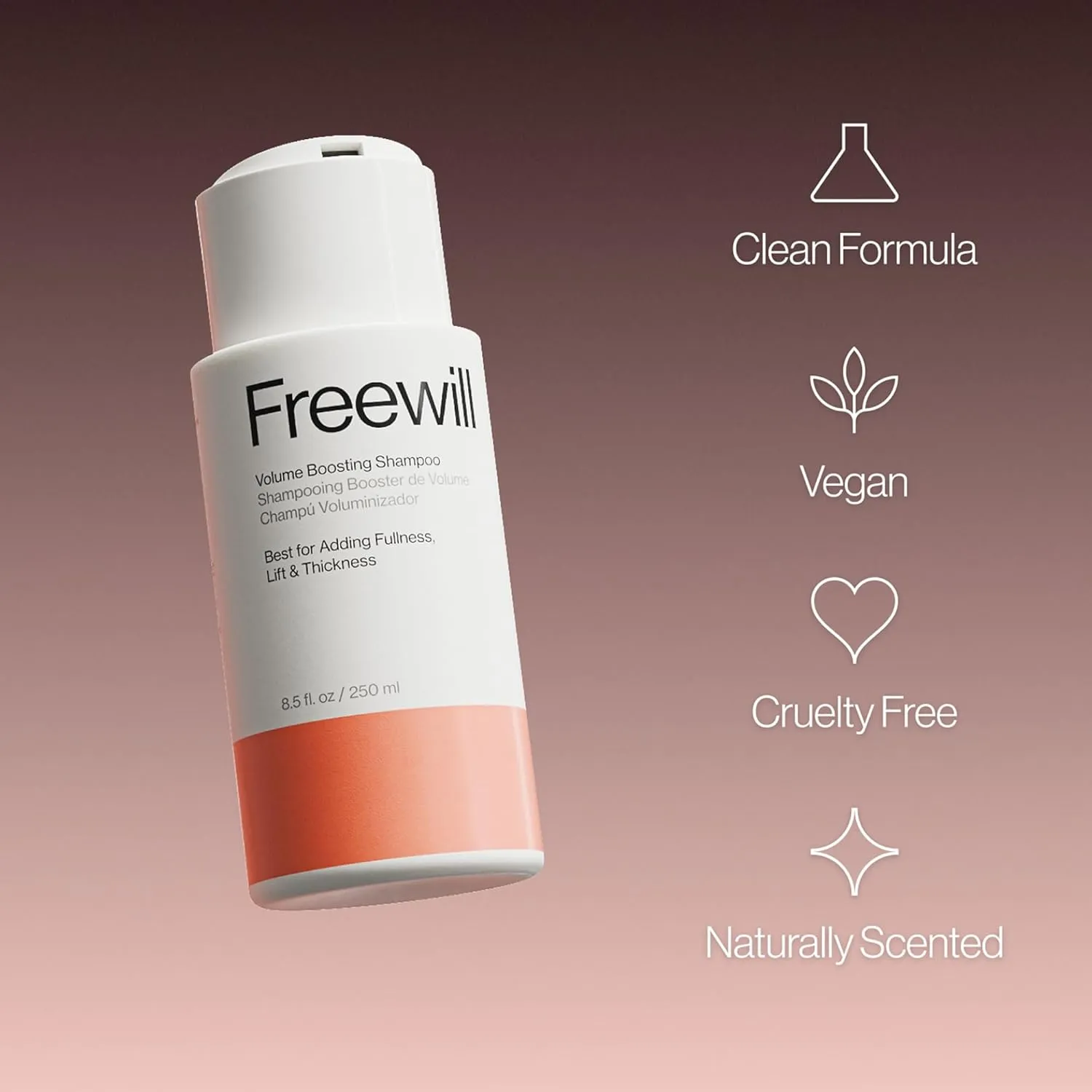 Freewill Volume Boosting Shampoo, Volumizing Shampoo Helps Enhance Hair Volume, Appearance of Thicker, Fuller Hair Without Drying or Weighing Hair Down, 8.5 oz