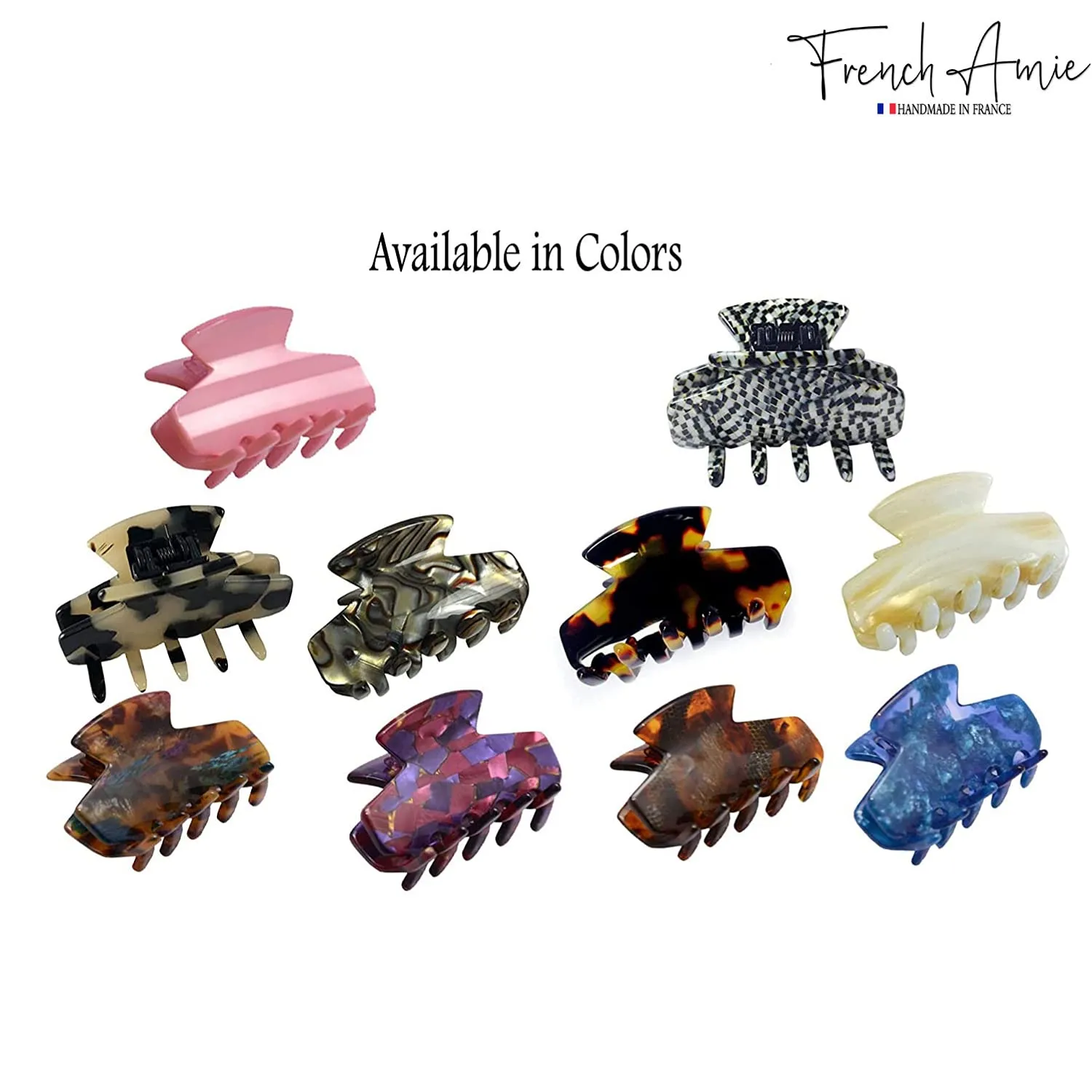 French Amie Chic Pink Purple Mosaic Handmade Celluloid Small Jaw Hair Claw Clip Clamp Clutcher (Pink Purple Mosaic)