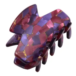 French Amie Chic Pink Purple Mosaic Handmade Celluloid Small Jaw Hair Claw Clip Clamp Clutcher (Pink Purple Mosaic)