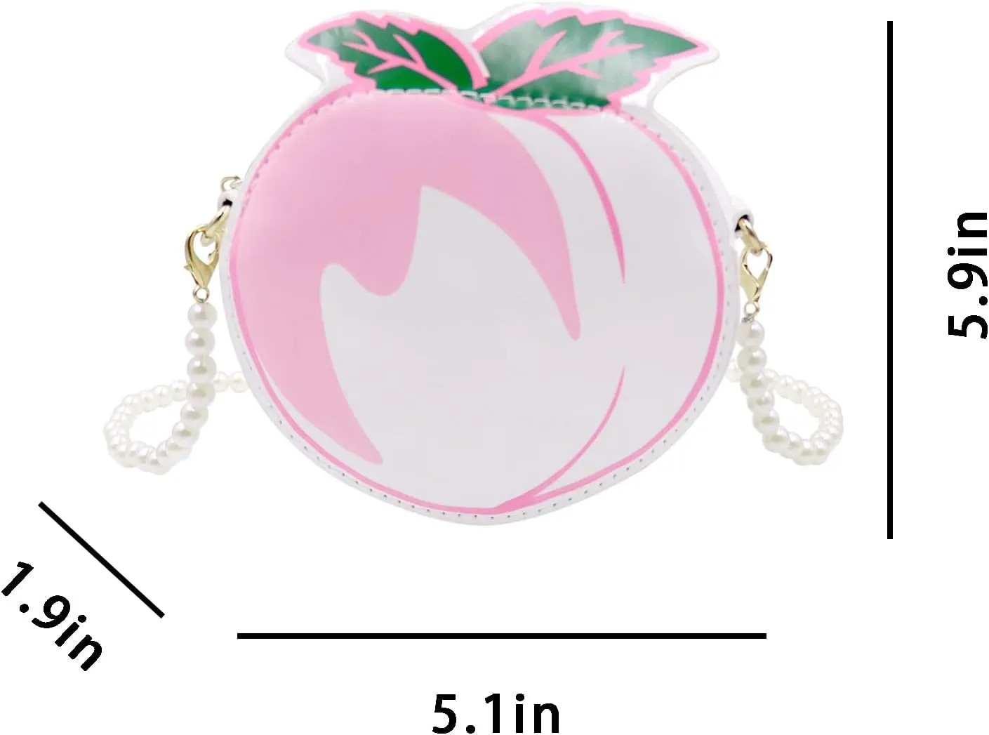 Fruit Crossbody Purse with Pearl Strap Mini Crossbody Shoulder Bag Peach Pink Purse Gift for Girls Furit Shoulder Bag