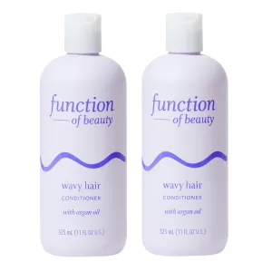 Function of Beauty Wavy Hair Conditioner, 11 oz Each (2-Pack) - Formulated with Argan Oil to Enhance Glossiness & Natural Shine, Sulfate-Free, Customizable Haircare
