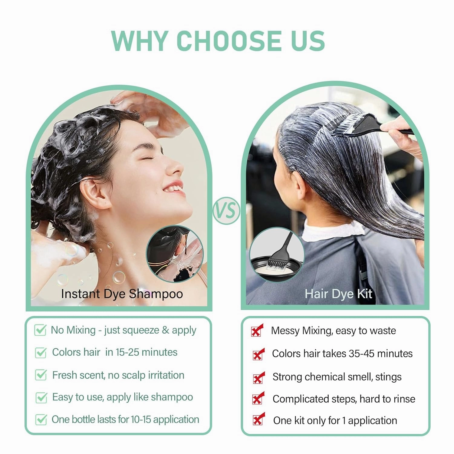 Fvquhvo Hair Dye Shampoo 3 in 1, Hair Color Shampoo for Women Men, Long Lasting Brown Hair Dye, Colors in Minutes, Champu Para Pintar el Cabello, Easy to Use 16.90 Fl Oz